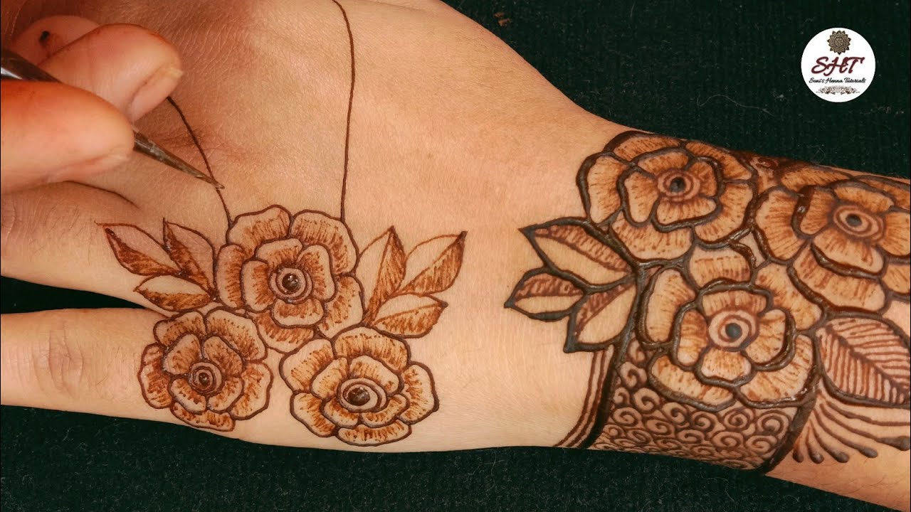 Mehndi rose design | Unique rose mehndi design for hand || beautiful rose henna designs