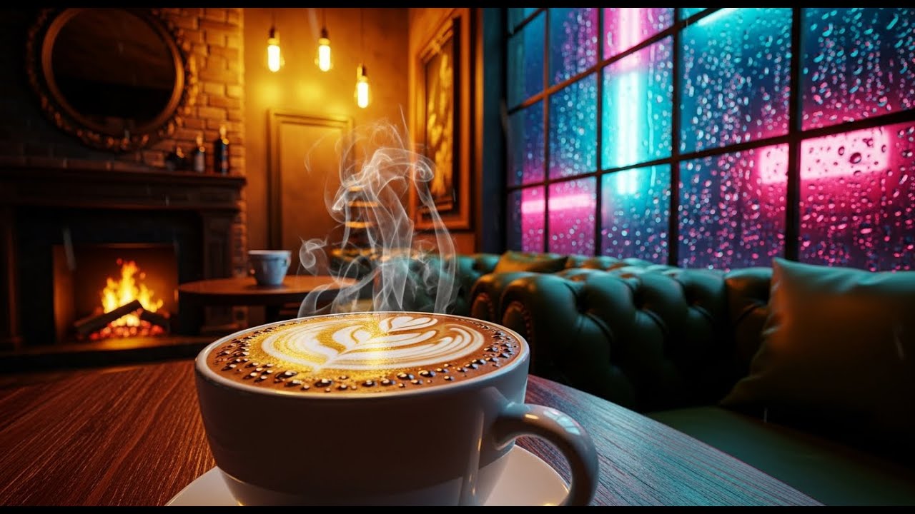 ☕ Cozy Bookstore Café Jazz with Crackling Fireplace Ambience for Study, Relax & Sleep