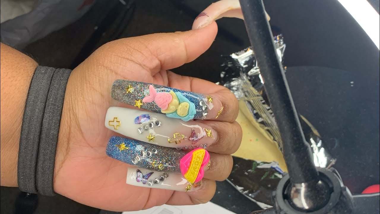 white ombré on curved nails XXXL