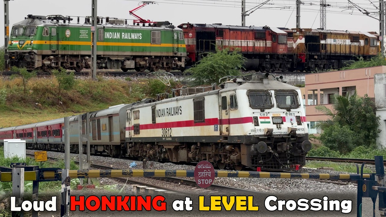 [20 In 1] Level CROSSING Trains | Loud HONKING at LC PART 3 | Indian Railways