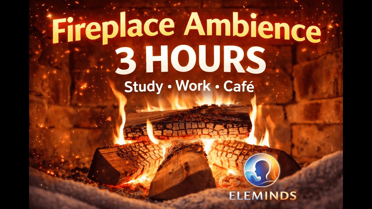 Fireplace Sounds (3 Hours) 🔥 Cozy Crackling Fire – Relaxing Ambience for Sleep & Study
