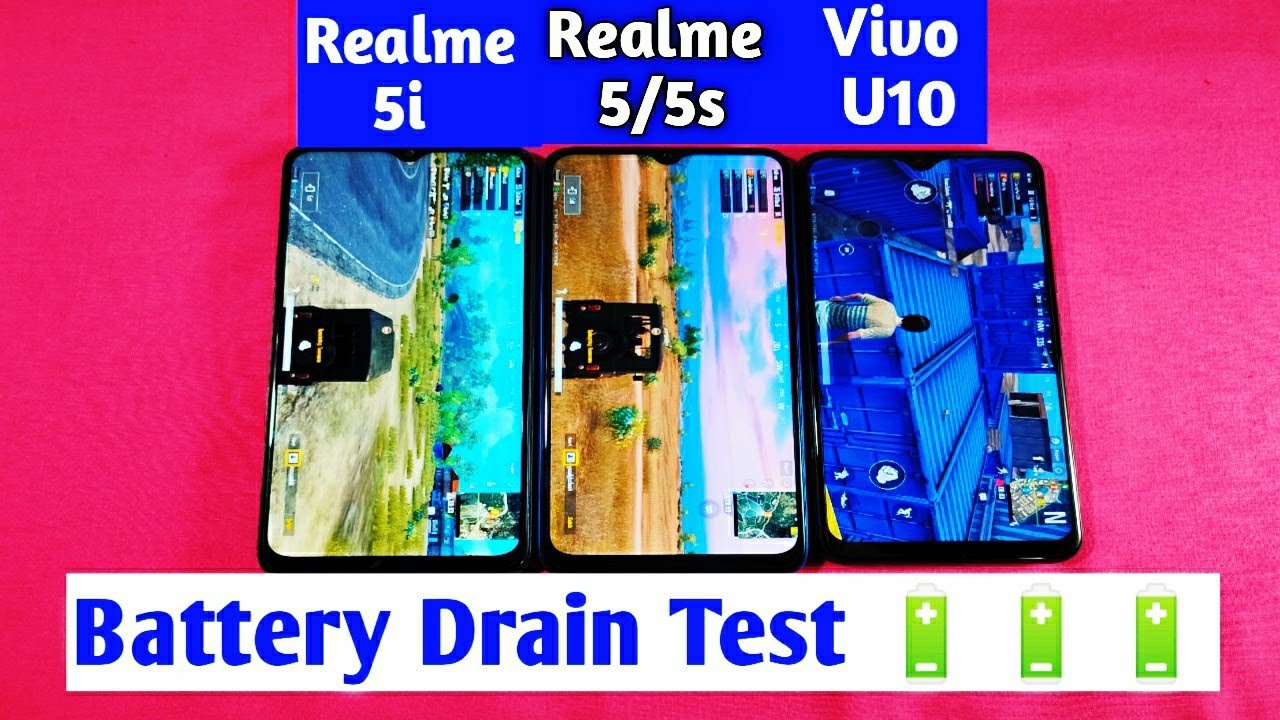 Realme 5i Vs Realme 5s Vs Realme 5 Vs Vivo U10 Battery Drain Test