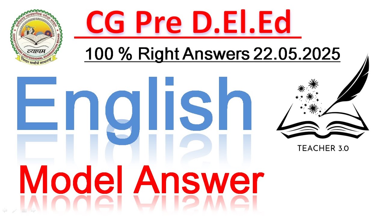 English Model Answer Pre D.El.Ed | CG VYAPAM Pre D.El.Ed | Chhattisgarh Pre D.El.Ed English Class