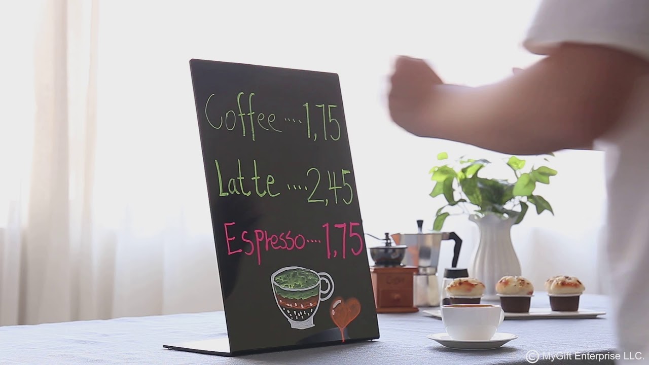 MyGift Write On Board Black Acrylic Tabletop Menu Display Wedding Sign Todays Special Cafe