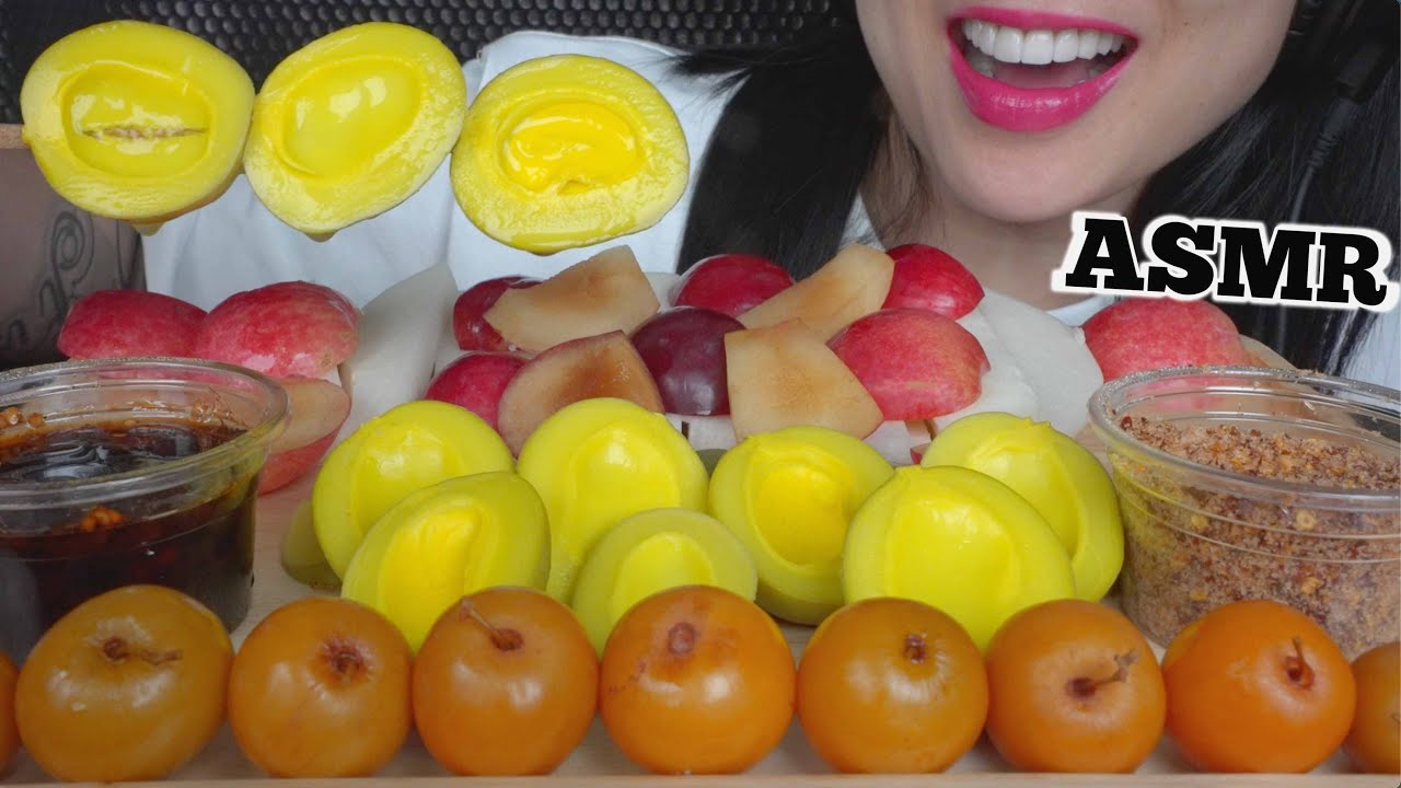 ASMR SWEET PICKLE FRUITS (CRUNCHY EATING SOUNDS) NO TALKING | SAS-ASMR