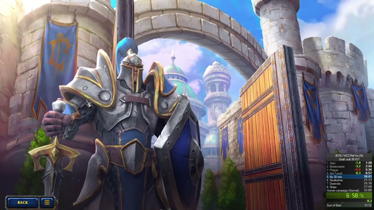 Warcraft 3 Reforged Human Campaign (Normal) speedrun. 30:01 IGT (31:24 RTA).