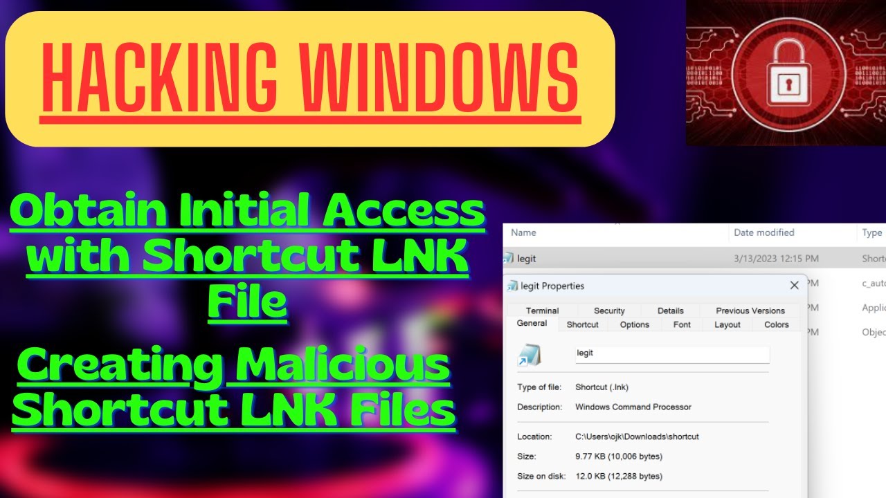 How to use Shortcut LNK Files on Windows - Malware Delivery Initial Access