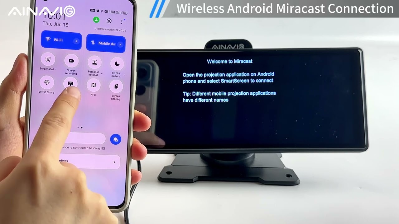 Car screen:Wireless Android Miracast Connection
