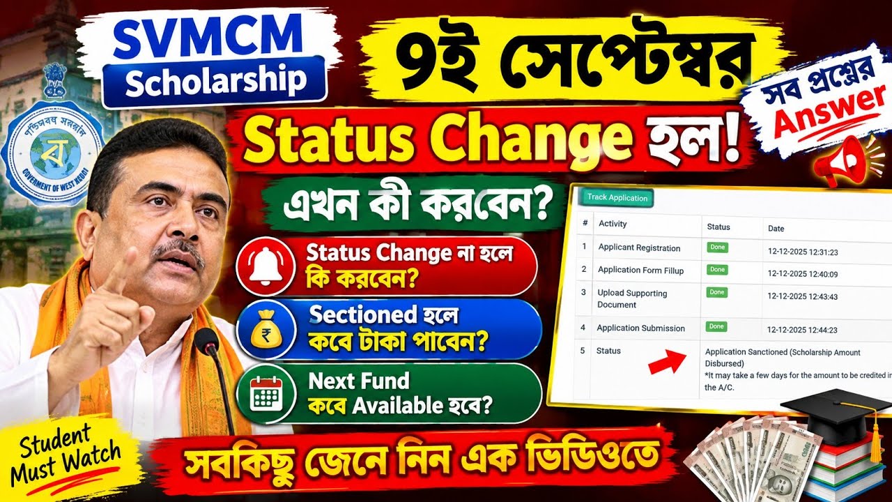 Svmcm Scholership Status Change on 9th September 🤑|| Status Change Na Hole Ki Korbe