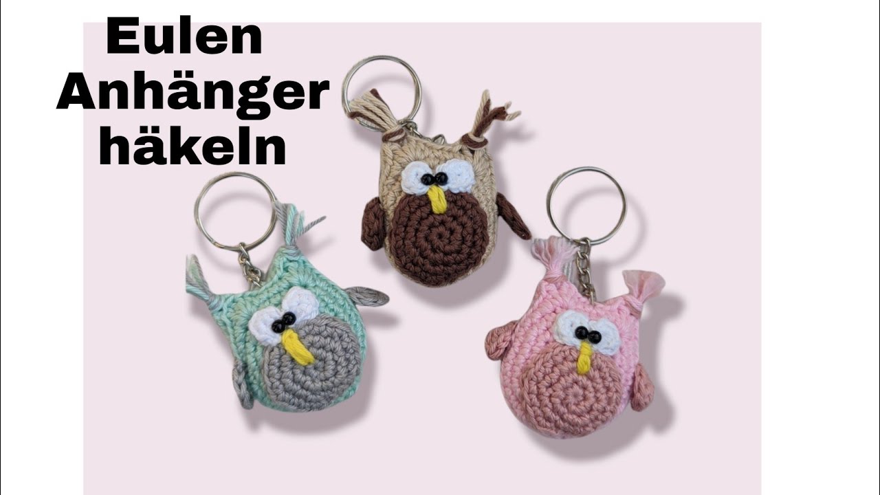 Eulen Anhänger häkeln - Amigurumi- Eule