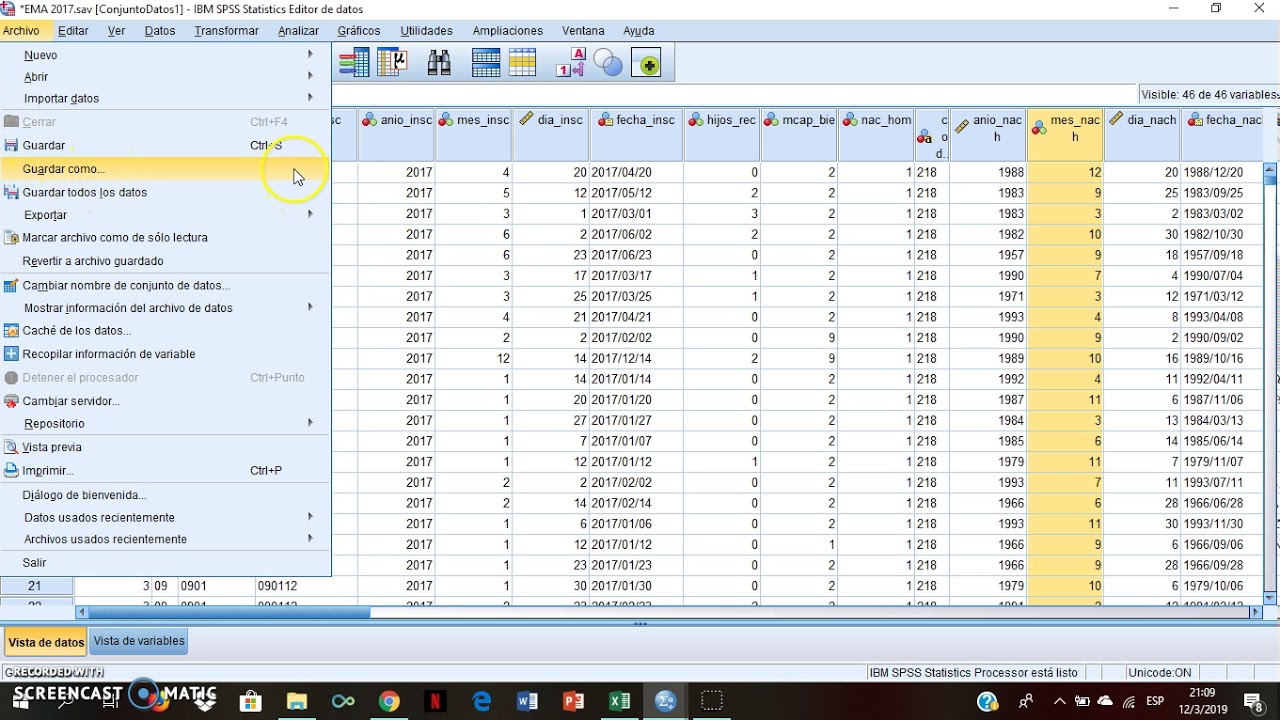 MIGRAR DATOS DE SPSS A EXCEL
