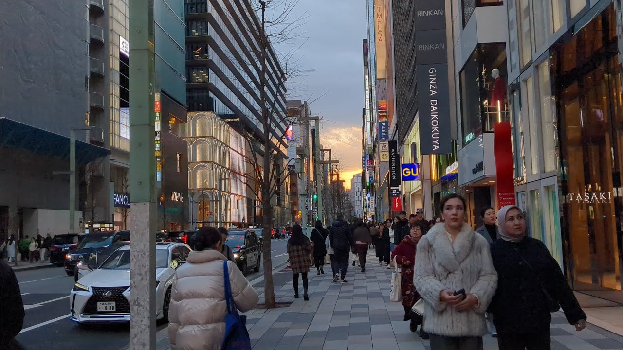 Walking Tour from JR Tokyo Station to Ginza. Japan. 