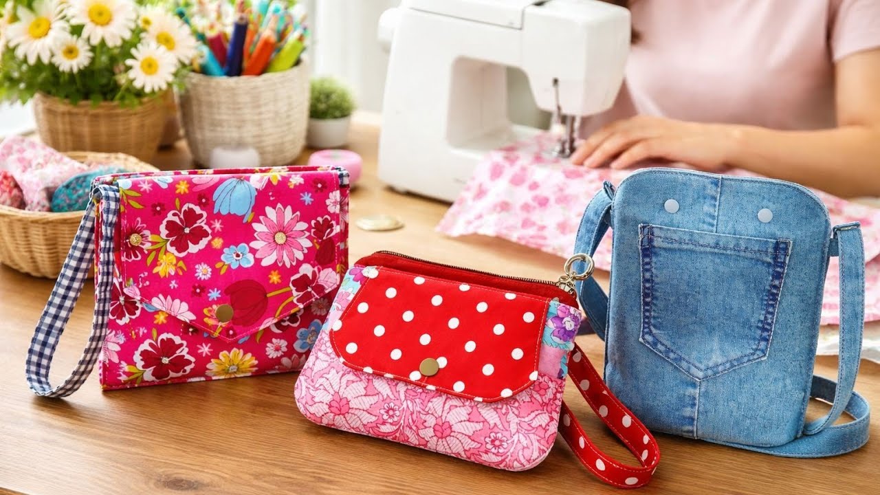A Collection of Easy and Quick Sewing Ideas From Fabric Scraps and Old Jeans For Beginners  #diybag 