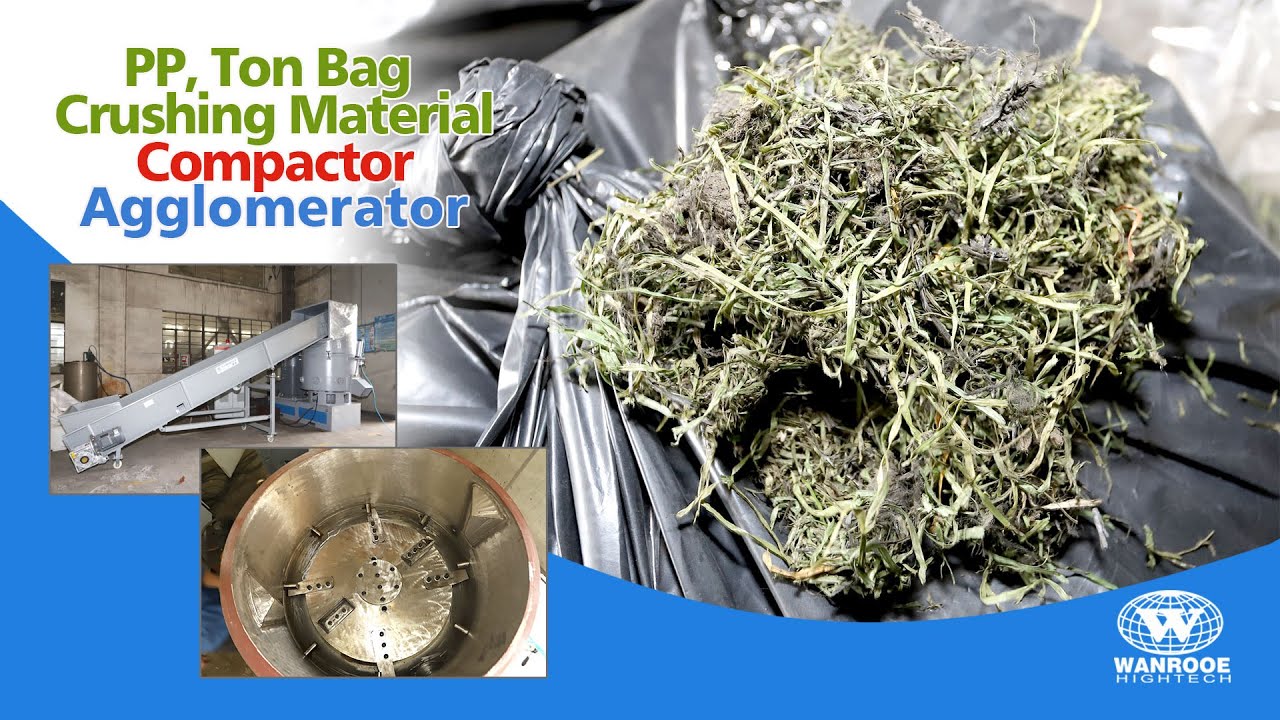 Woven Bag Flakes Waste PP Strapping Recycling Compactor Agglomerator Machine For Plastic Granulating