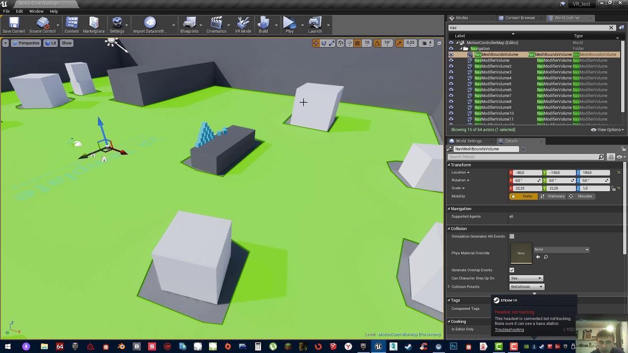 настройка навигации VR в unreal engine 4 часть 1