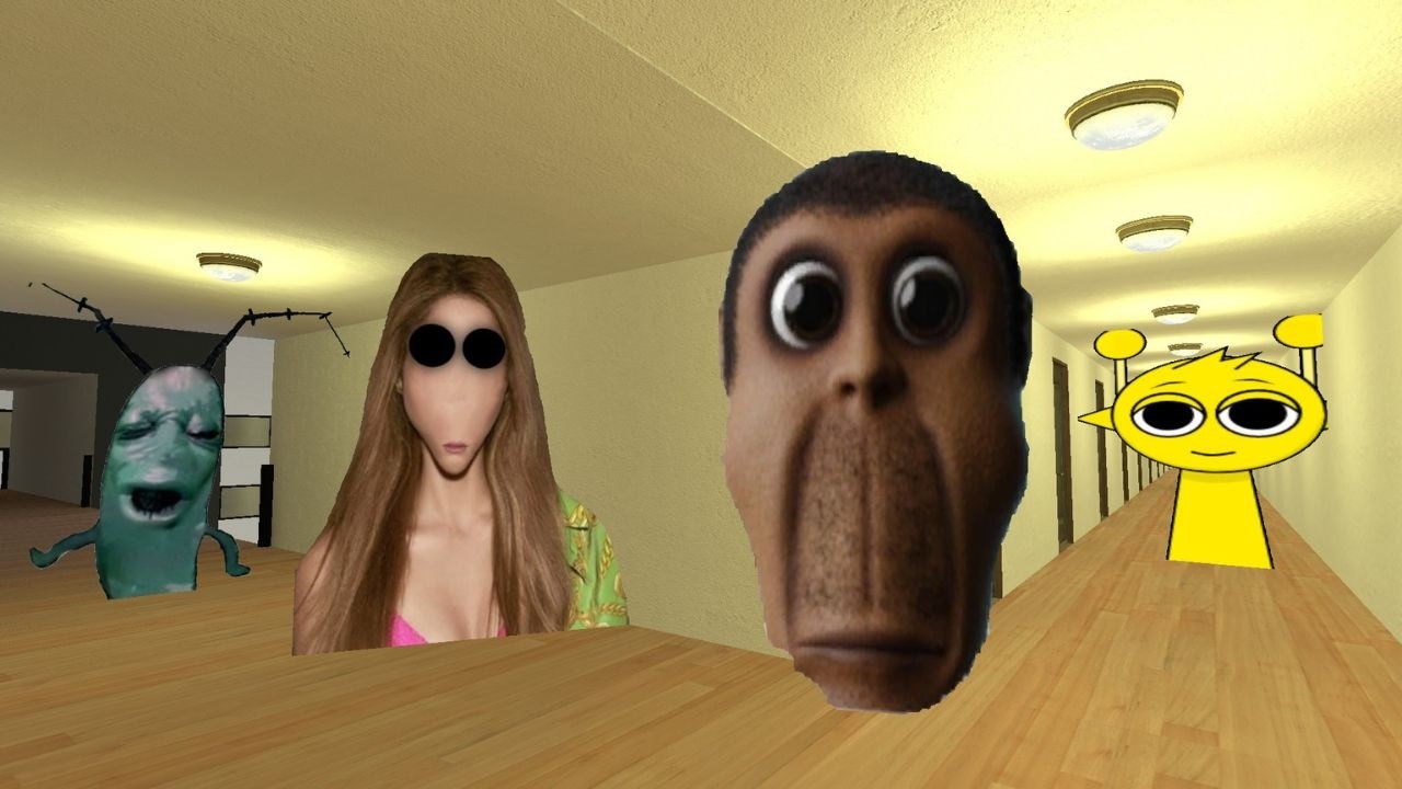 Plankton vs Shakira vs Obunga in Sprunki Hotel Map! (Nextbot Chaos) #gmod