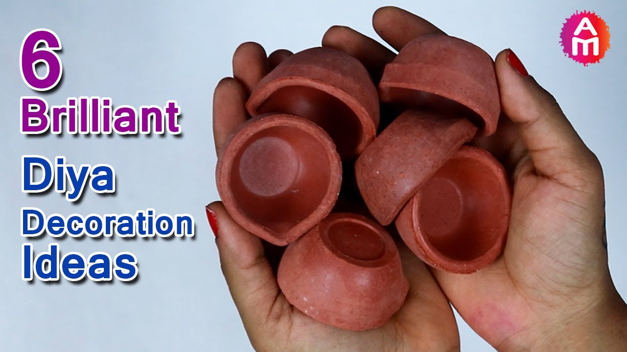 6 Brilliant ways to Decorate plain Diya at Home | Diya painting Idea | Diwali Decoration ideas