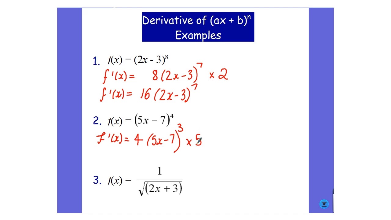 Lesson 3   Derivative of (ax+b)^n