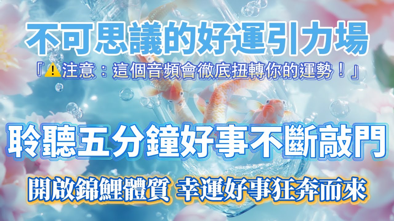 不可思議的好運引力場 開啟錦鯉體質（⚠️注意：這個音頻會徹底扭轉你的運勢 100%靈驗）聆聽五分鐘好事不斷敲門 ｜吸引力法則，冥想音樂，能量音樂，顯化，正念冥想，能量Sub
