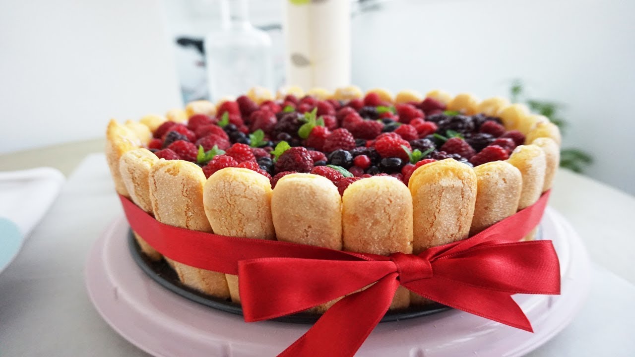 Tort Charlotte cu crema de branza si fructe de padure (fara coacere) | Alina in the Kitchen