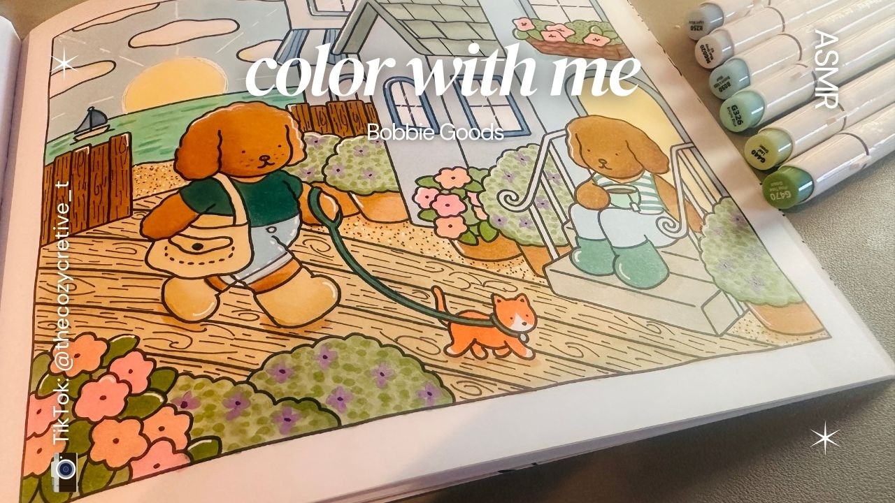 Bobbie Goods Day to Night 🖌️ Color with Me! (ASMR + Relaxing Music)  | Ohuhu Alcohol Markers |