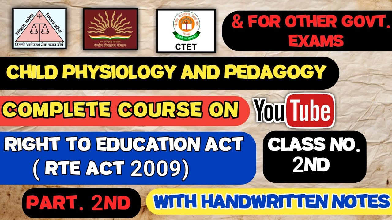 RTE act 2009 Part 2 KVS or DSSSB Chapter 1 // KVS or DSSSB Pedagogy // Pedagogy For teaching exam