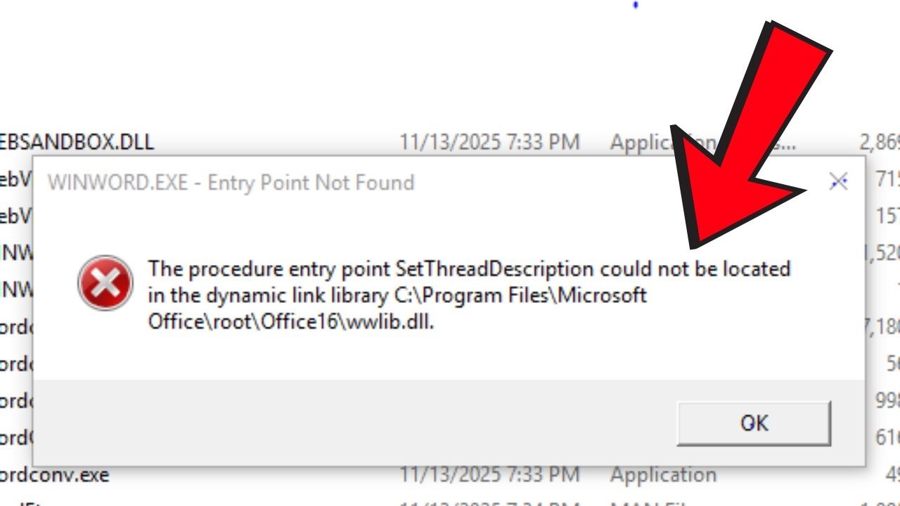 Fix wwlib.dll SetThreadDescription Entry Point Not Found in Dynamic Library