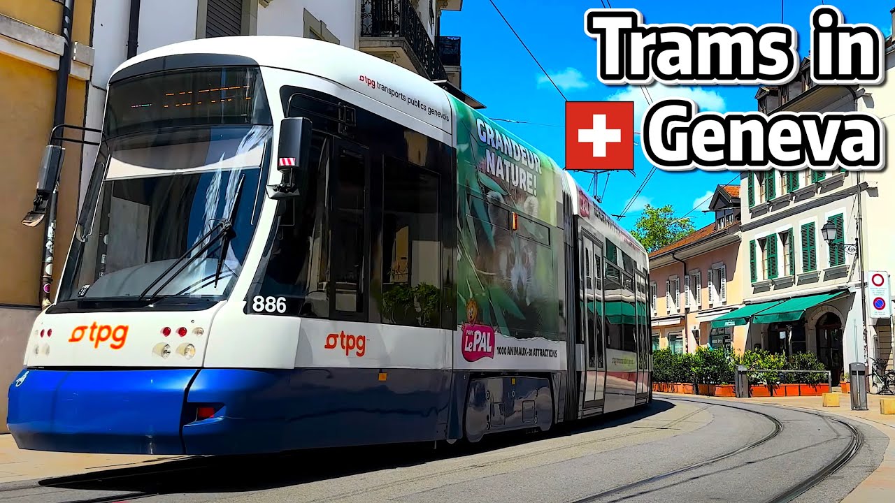 ⁴ᴷ⁶⁰ Bombardier Flexity Outlook Trams in Geneva, Switzerland