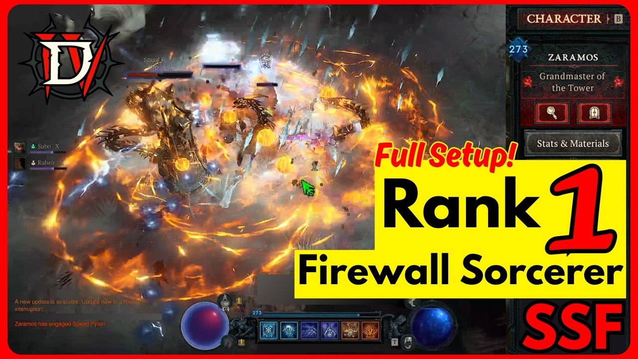 Rank 1 SSF Firewall Sorcerer (no Elemental Attunement) T146 in 8m40s | Diablo 4 Season 14