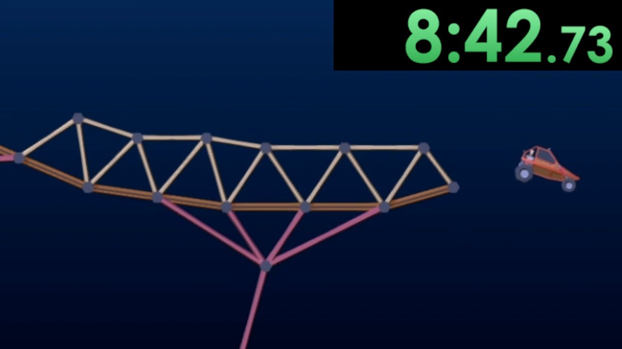 I speedrun using modern ingenuity to solve complex problems in Poly Bridge 2