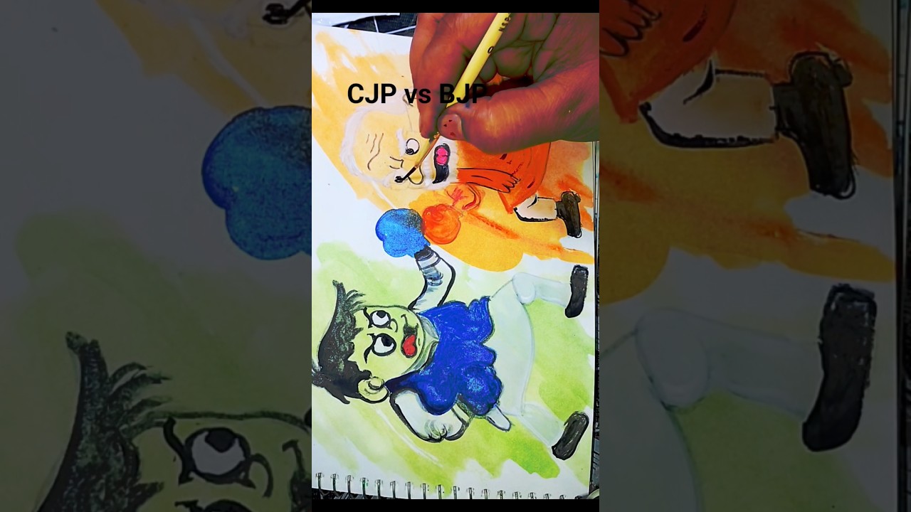 CJP vs BJP/Painting CJP,BJP #artshorts #cartoonshorts #cjpprotest #artist #trending