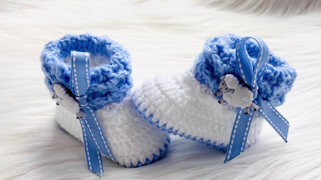Easy Crochet Newborn Baby Booties, Cuffed Baby Shoes for Boys, Girls Beginner Friendly Vintage Style