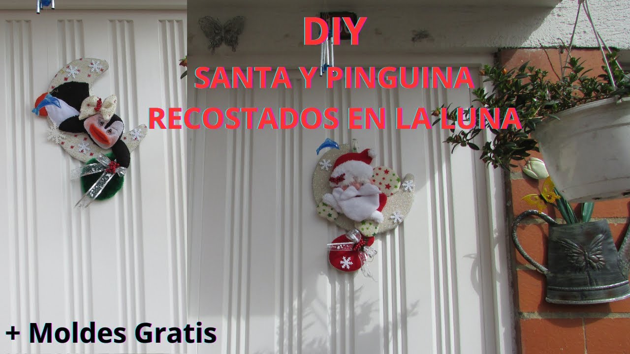 DIY SANTA Y PINGUINA RECOSTADOS EN LA LUNA