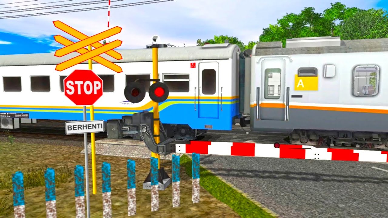 Palang Pintu Perlintasan Kereta Api Rusak Sirine Lambat - Kompilasi Kereta Api Trainz Eps 120