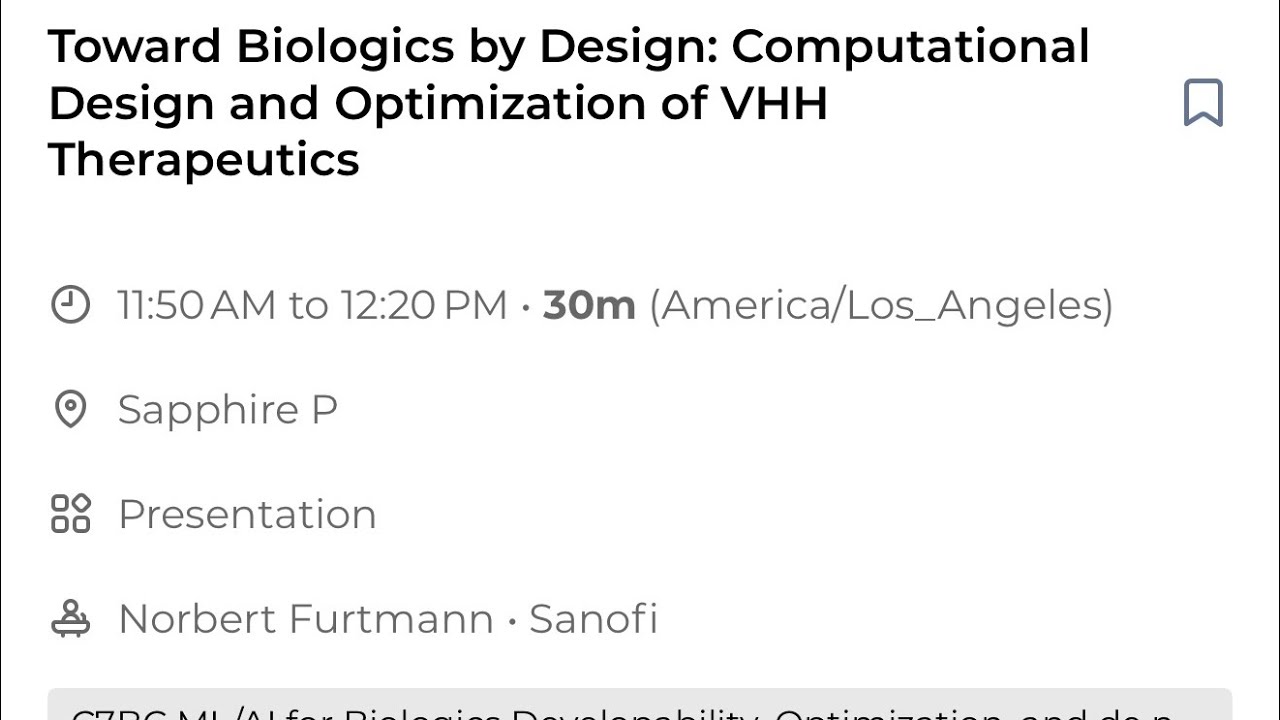 Sanofi - Towards Biologics by Design: Computational Design and Optimisation of VHH Therapeutics 
