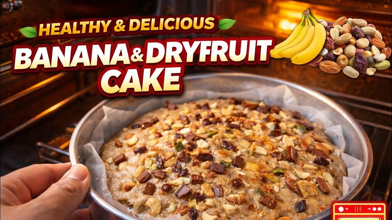 Healthy Banana & Dry Fruit Cake 🍌 | Soft, Moist & Easy Oven Cake Recipe