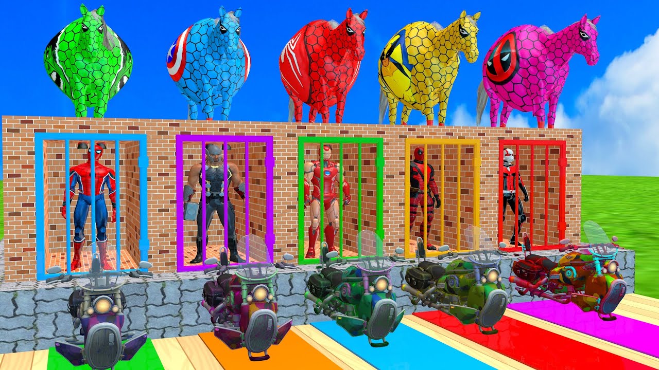 Long Slide Game With Cow Elephant Gorilla Hippopotamus Tiger - 3d Animal Game - Funny 3d Animals