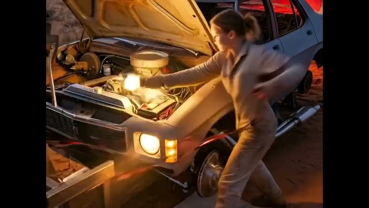 A girl repair a Car 