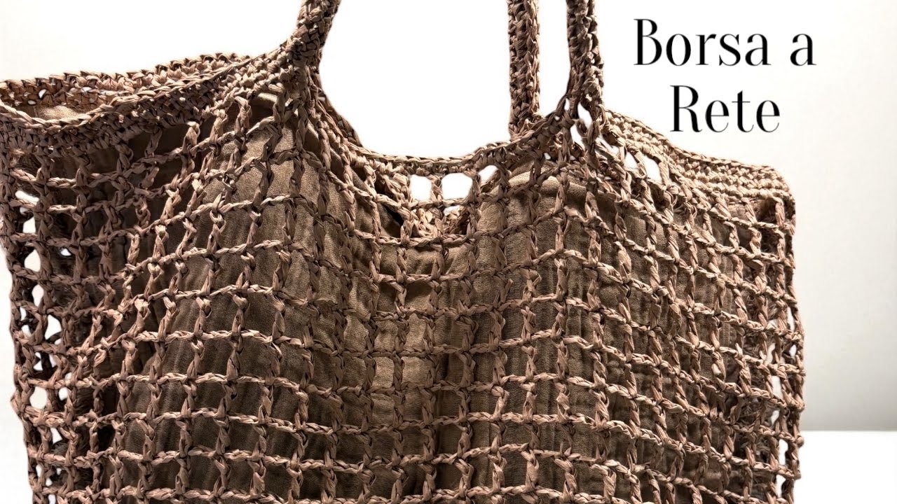 Borsa a rete in raffia ad uncinetto tutorial semplice veloce Perfetta per il mare o la spesa