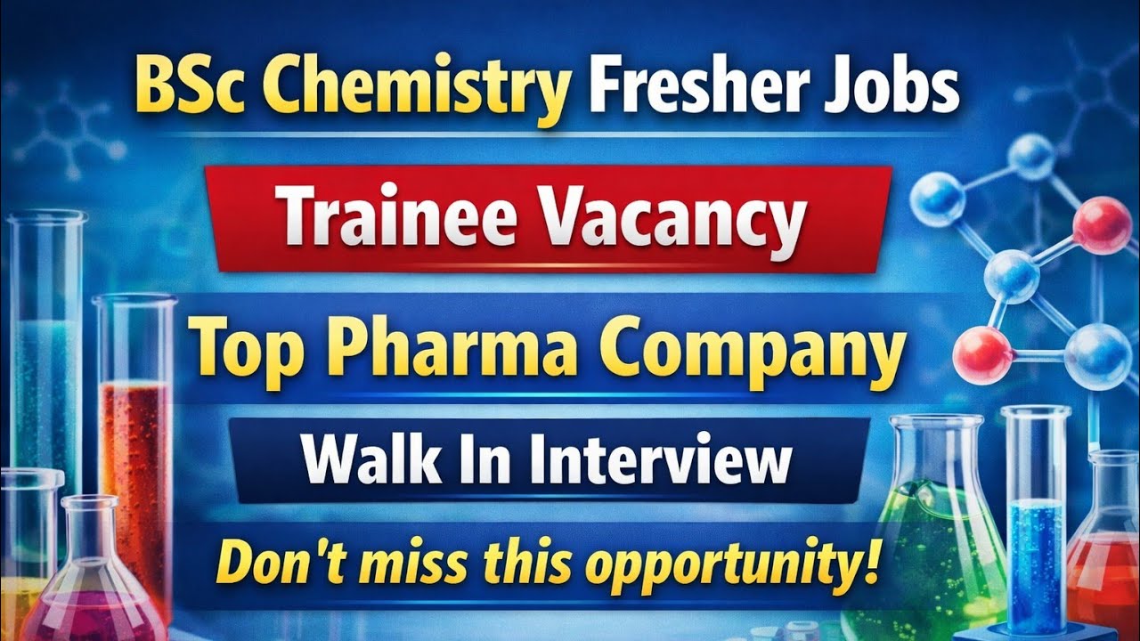 BSc Chemistry Fresher Jobs as Trainee