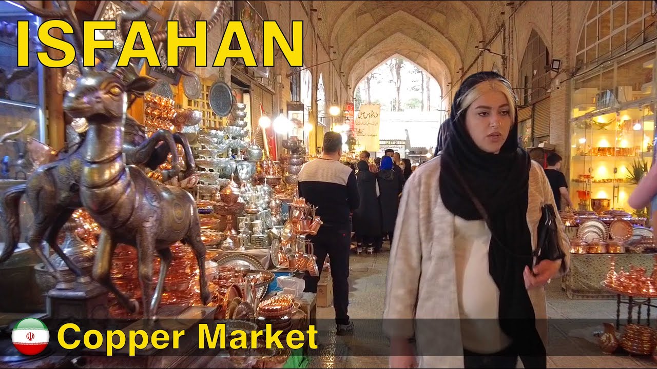 ISFAHAN Iran 2022 | Walking on Copper Market(Mesgarha Bazaar)in Nowruz holidays| بازارمسگرهای اصفهان