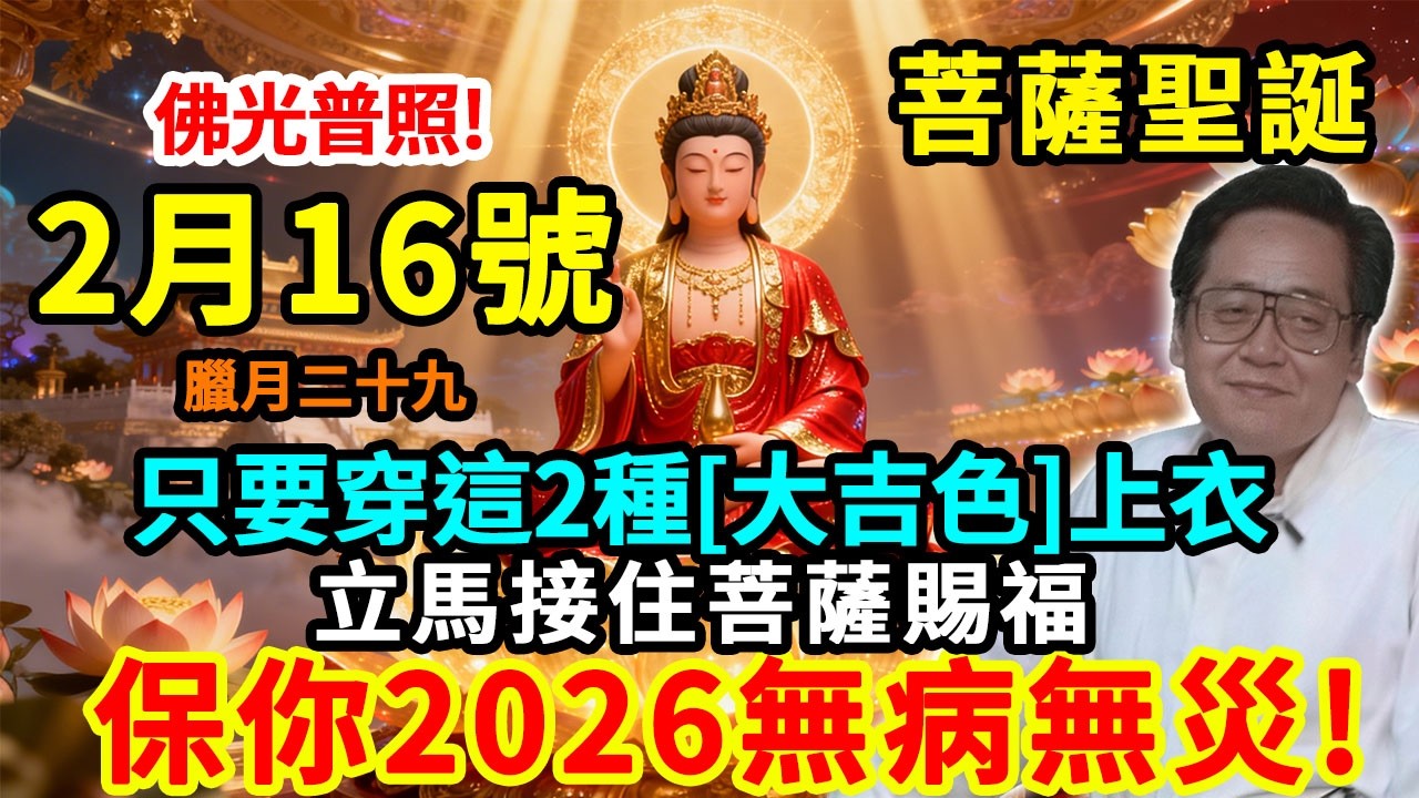 佛光普照！2月16號，農曆臘月二十九，「華嚴菩薩聖誕」，有緣人只要穿上這 2 種「大吉色」上衣，立馬接住菩薩賜福，保你全家2026年無病無災！#佛學 #華嚴菩薩 #消災延壽 #佛教 #修行