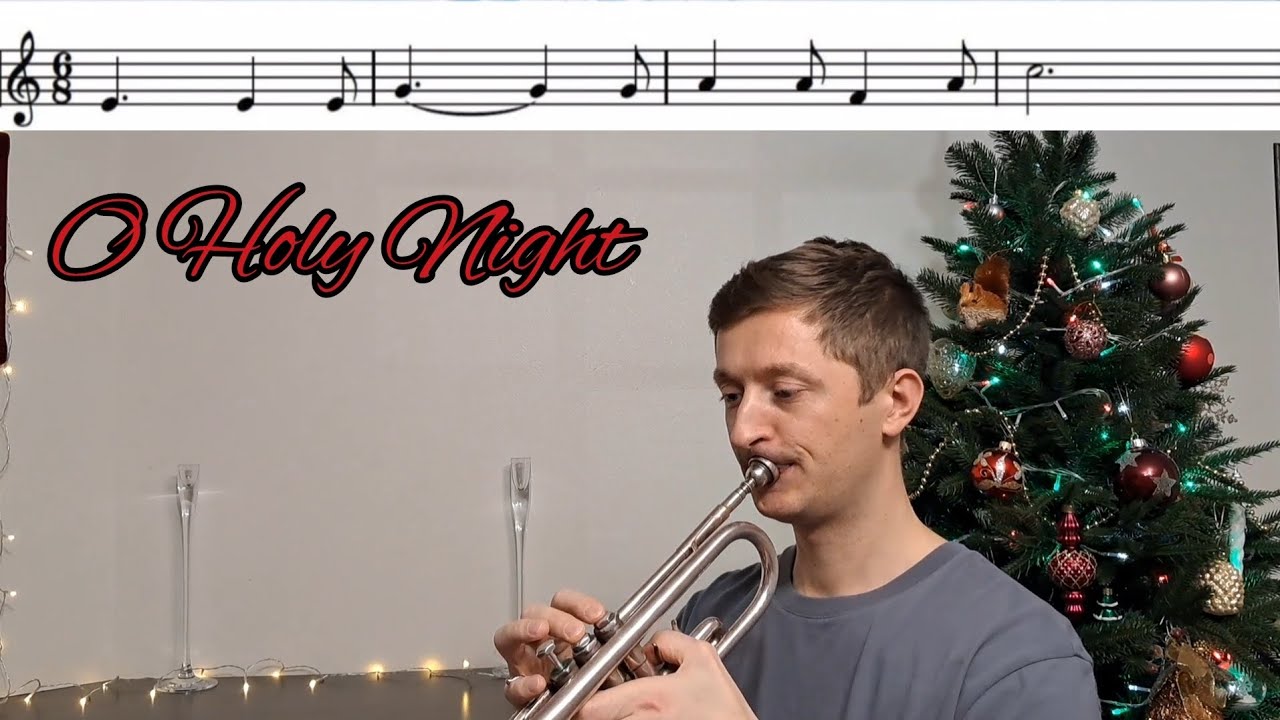 O Holy Night. Christmas song.Trumpet.Play with me