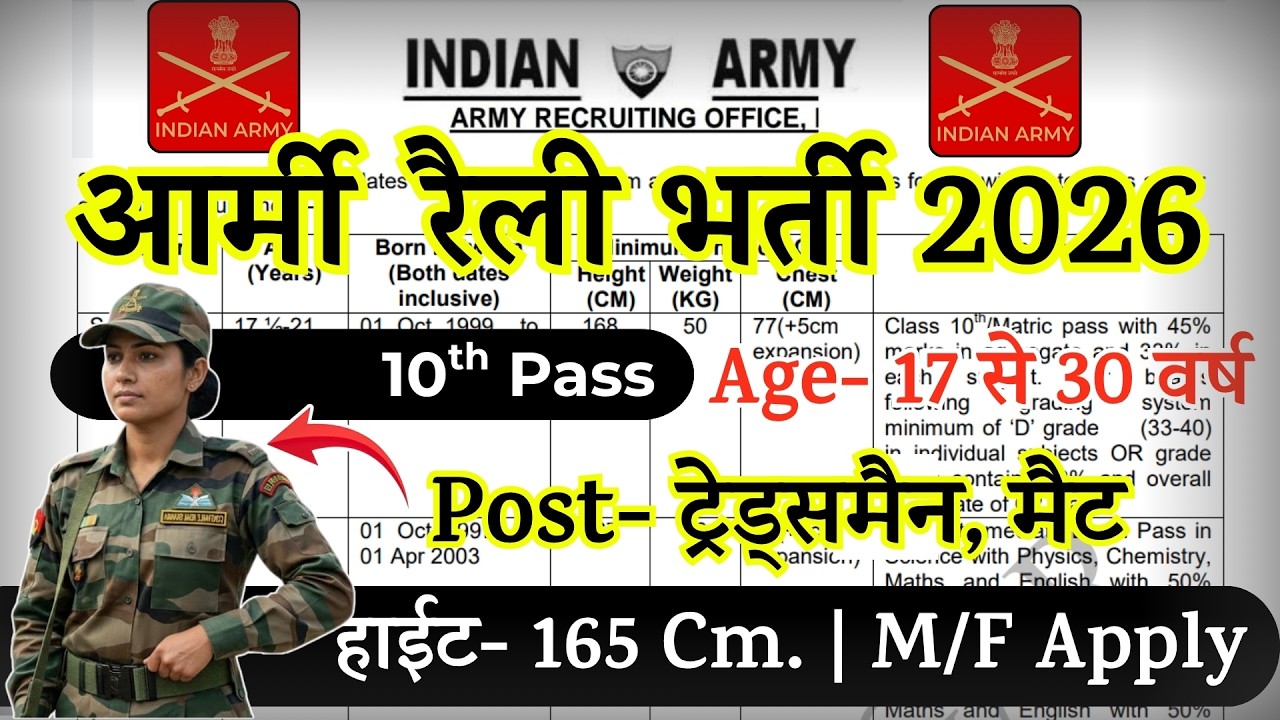 Army GD Rally Recruitment 2026 Notification | Army GD New Vacancy 2026 | Bharti May Jobs 2026 | 10th