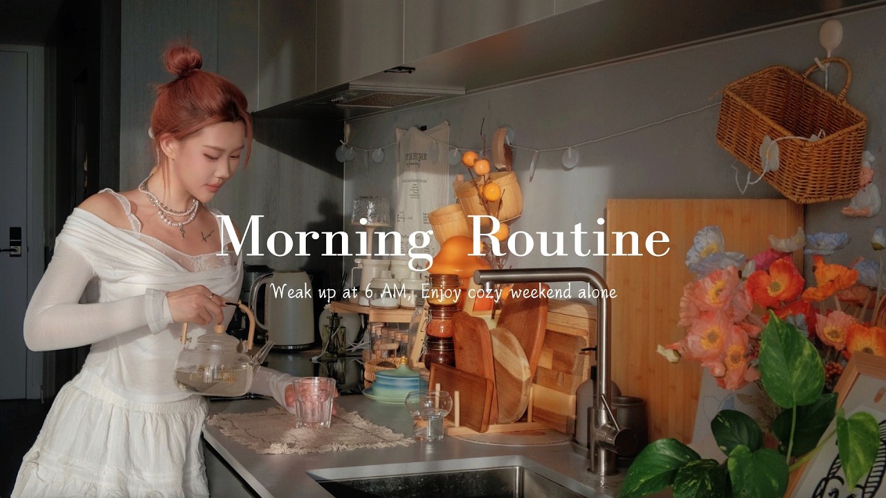 Morning routine☀️: My perfect cozy weekend｜Flowers💐Surprised gift💝 Japanese food & DIY Crafts🌿💛