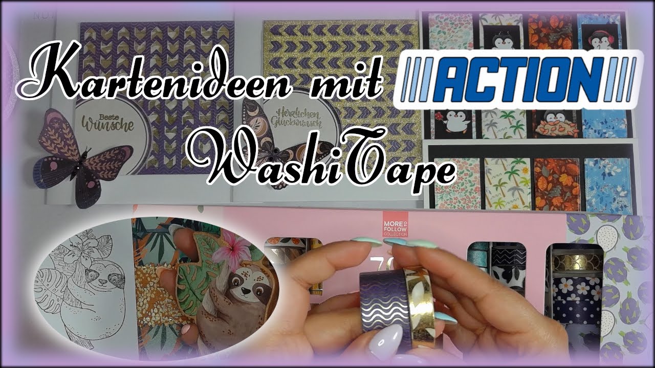 Kartenideen mit Washi Tapes von Action #bastelnmitpapier #kartenbasteln #diy
