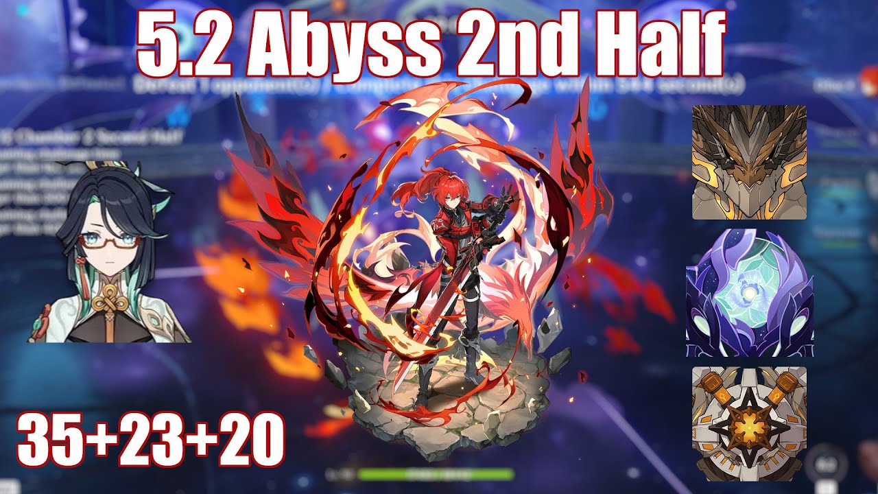 Diluc Xianyun 5.2 Abyss Bot Half Continuous Speedrun 78s