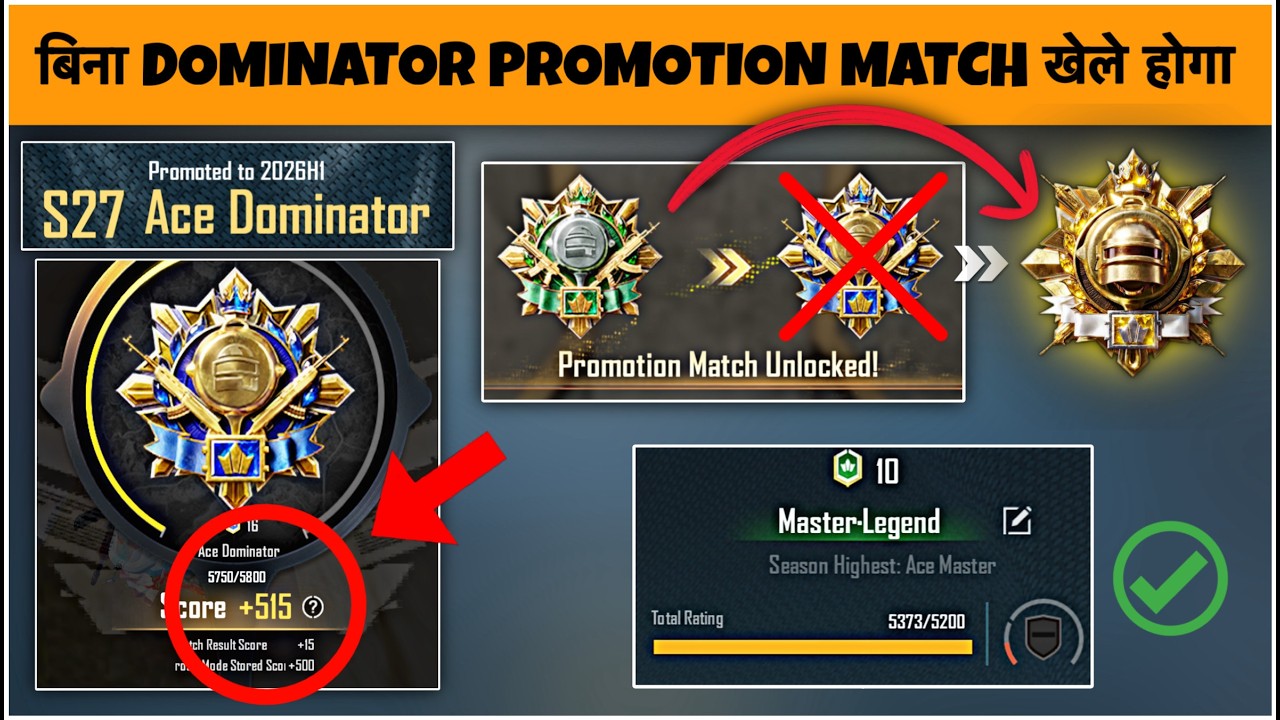 Reached Conqueror Without Ace-Dominator Promotion Match. Easy High 500+ & S27 Rank-Push Tips ✅