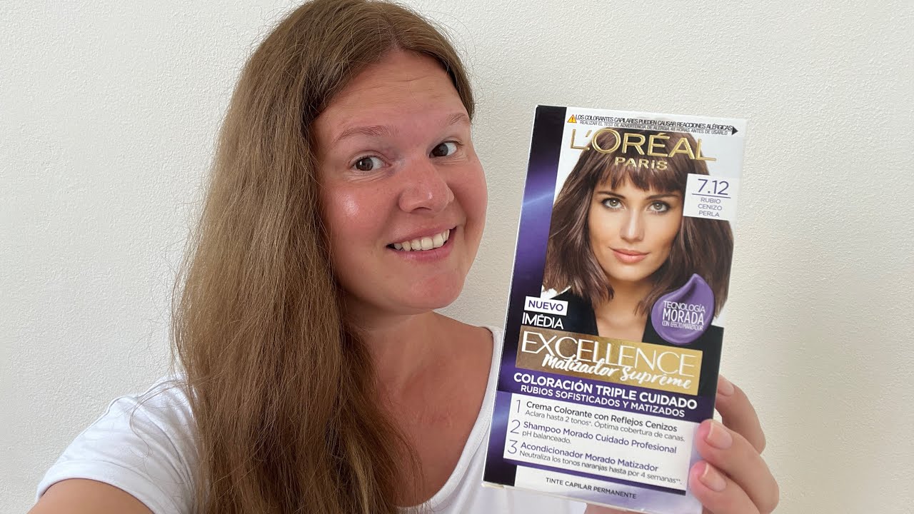 L’Oréal 7.12 Excellence Matizador Supreme Rubio Cenizo Perla tutorial - teñir canas en casa Loreal
