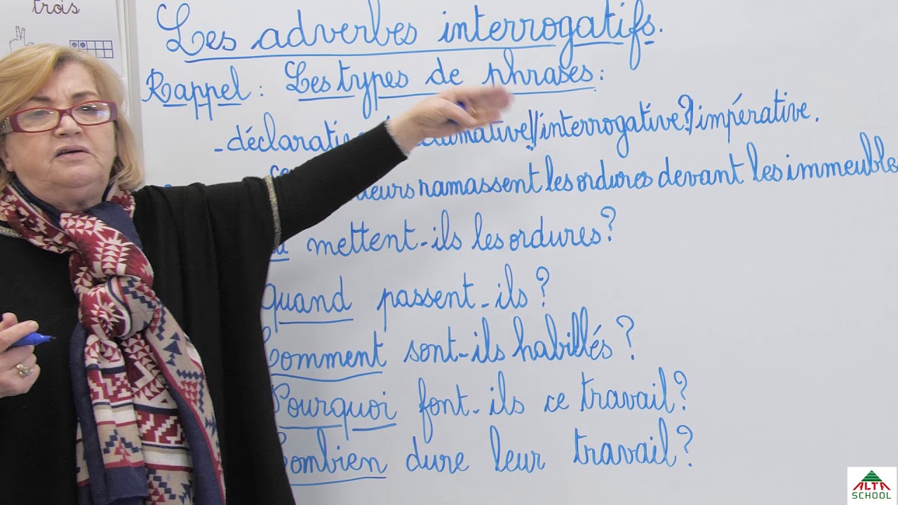 cours de français - 5ème année primaire - les adverbes interrogatifs